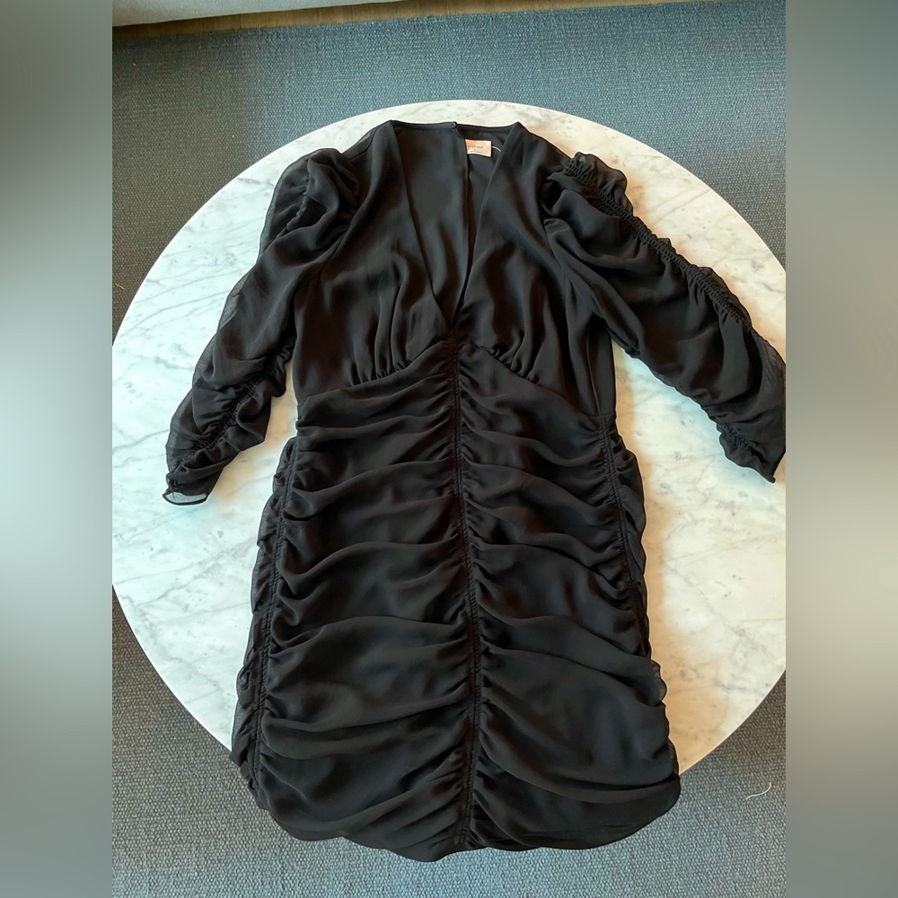 Aritzia Wilfred Black Ruched Mini Dress NWOT